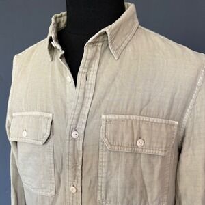 Vintage Buck Mason Double Weave Utility Shirt | Size Small | Beige | 2 pocket